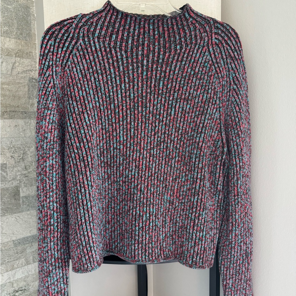 Lululemon Cotton Cashmere Blend Mock Neck Sweater Size 10 Merino Wool Ribbed